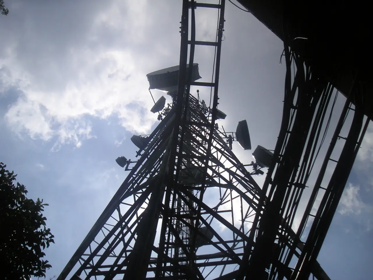 Here we can see the blue cloudy sky,on the right we have signal transmission tower,on the left we...