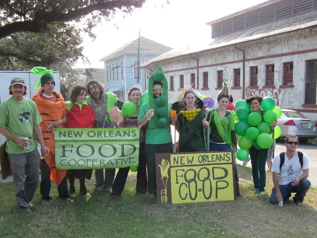 In the foreground of this image, there are persons standing on the grass holding pluck cards in...