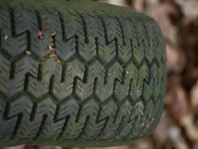 In this image we can see a tire.