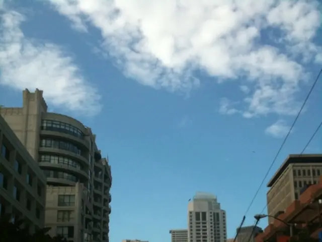 In this picture we can see bus, cars and other vehicles on the road. On the right we can see...