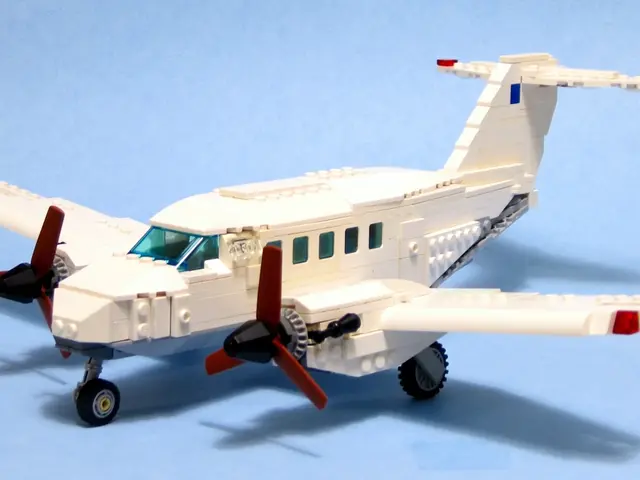 In this picture we can see a toy aircraft, we can see propellers and tyres of the aircraft, there...